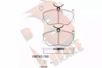R BRAKE rb0742700 -  Комплект тормозных колодок, дисковый тормоз